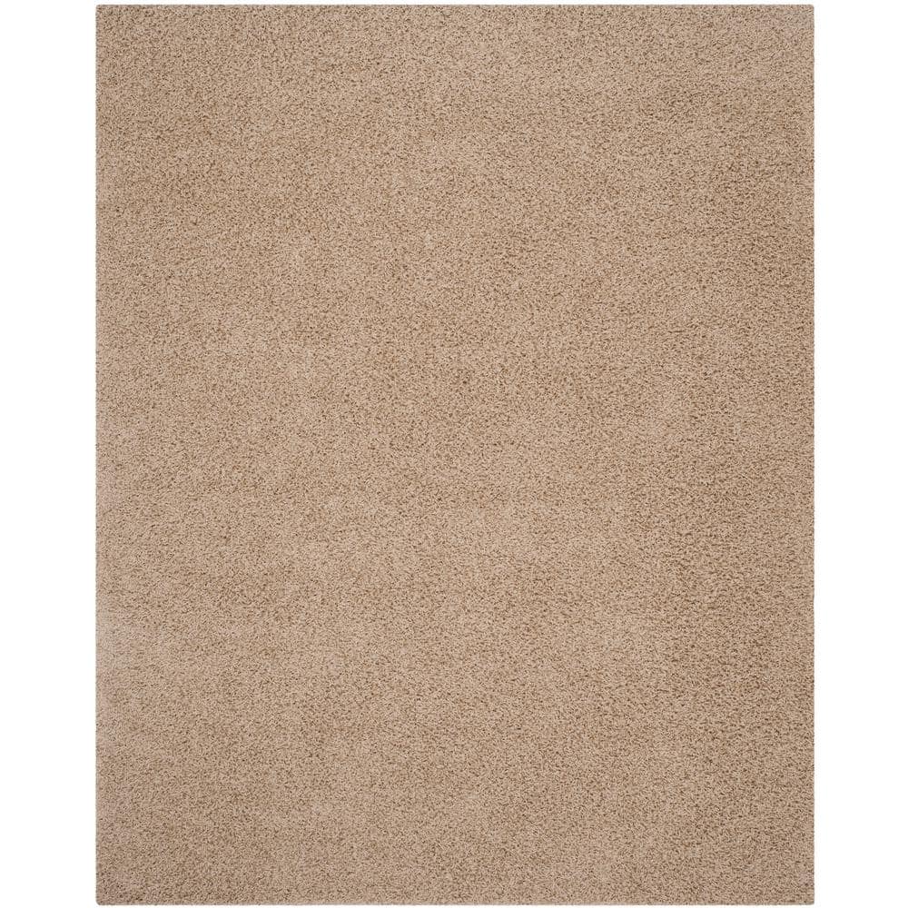Athens Beige Synthetic Shag Area Rug 8' x 10'