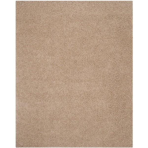 Athens Shag Beige 9 ft. x 12 ft. Solid Area Rug