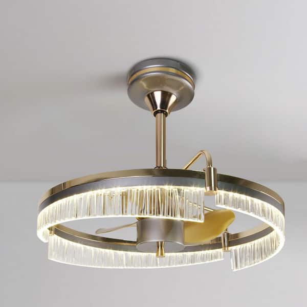 23.6 in 60W Gold & Gray Modern LED Dimmable Indoor Reversiable Fandelier Fan with Acrylic Shade for Season Comfort