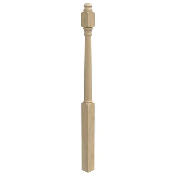 EVERMARK Stair Parts 4942 54 in. x 3 in. Unfinished Poplar Mushroom Top Newel Post for Stair Remodel