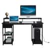 Karl home 55.12 in. Rectangular Black Computer Desk with Storage ...