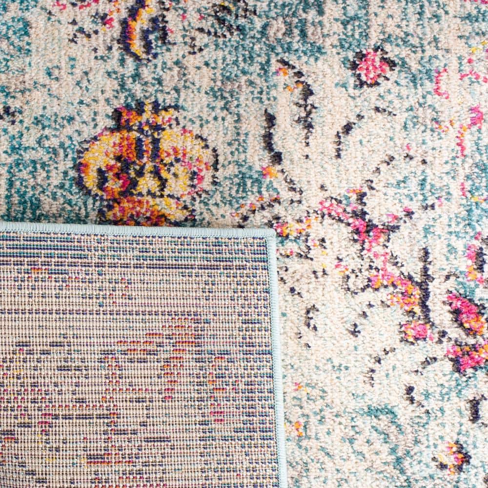 Navy and Light Blue Synthetic 11' Square Easy-Care Rug