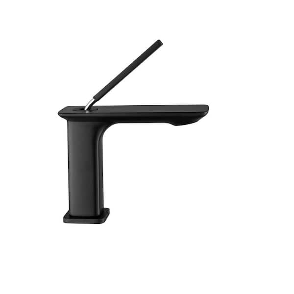 FLG Single Handle Single Hole Bathroom Faucet Brass Modern Sink Basin Faucets in Matte Black