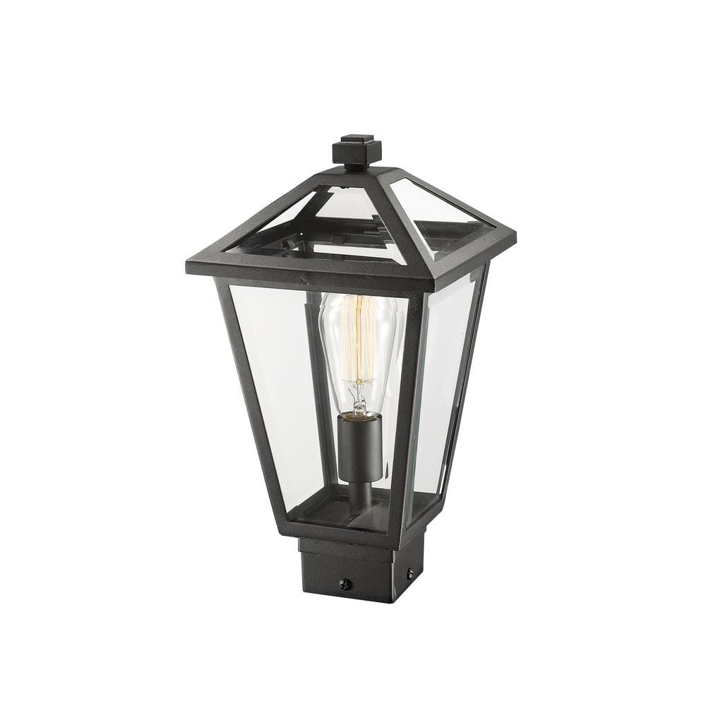 Talbot Black Metal and Glass Outdoor Post Light