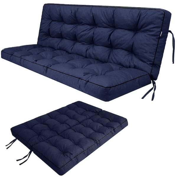 63 x 40 in. Outdoor Swing Cushions, Porch Swing Cushion Replacement with Backrest, Waterproof Swing Cushion Navy Blue