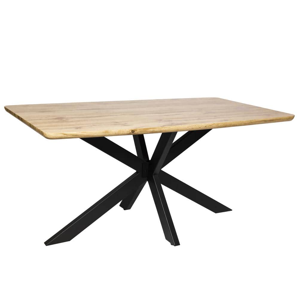 Ravenna 63" Natural Reclaimed Wood Dining Table with Metal Base