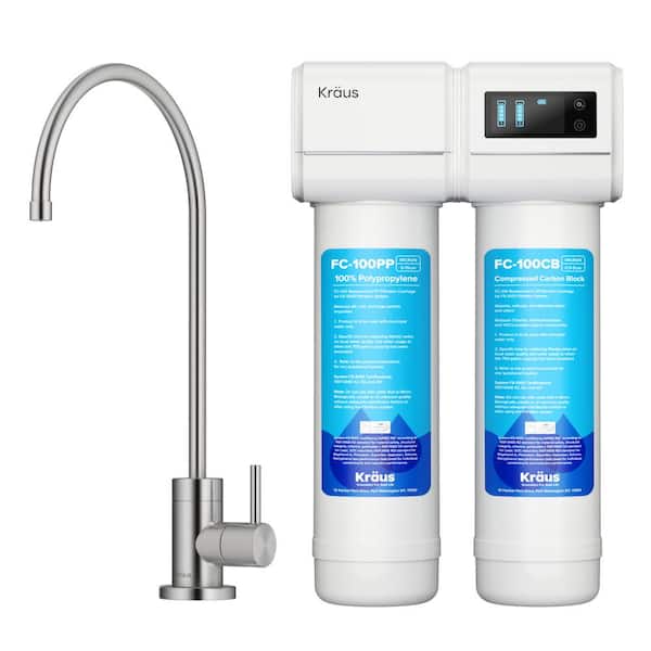 KRAUS Purita 2-Stage Under-Sink Filtration System with Single Handle Filter Faucet in Spot-Free Stainless Steel