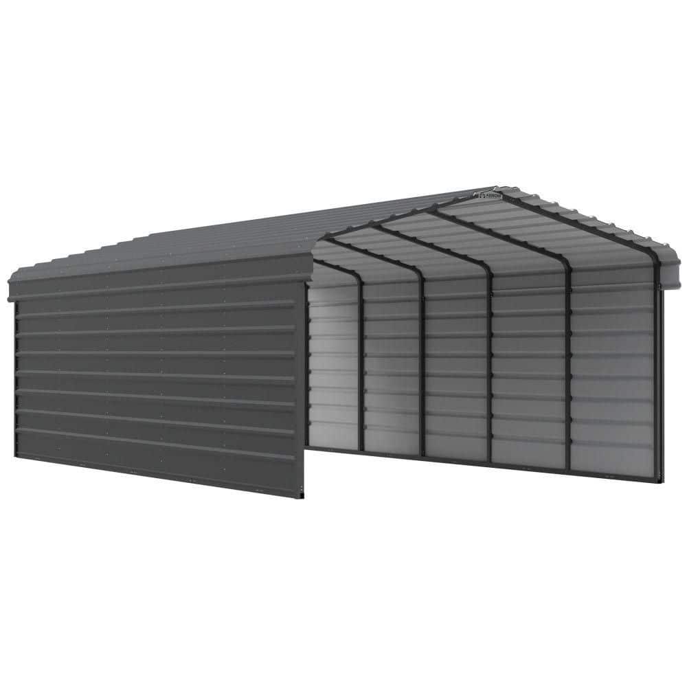 ARROW 12 ft. W x 24 ft. D x 7 ft. H Charcoal Galvanized Steel Carport with 2-Side Wall Kits (CPHC122407ECL2)