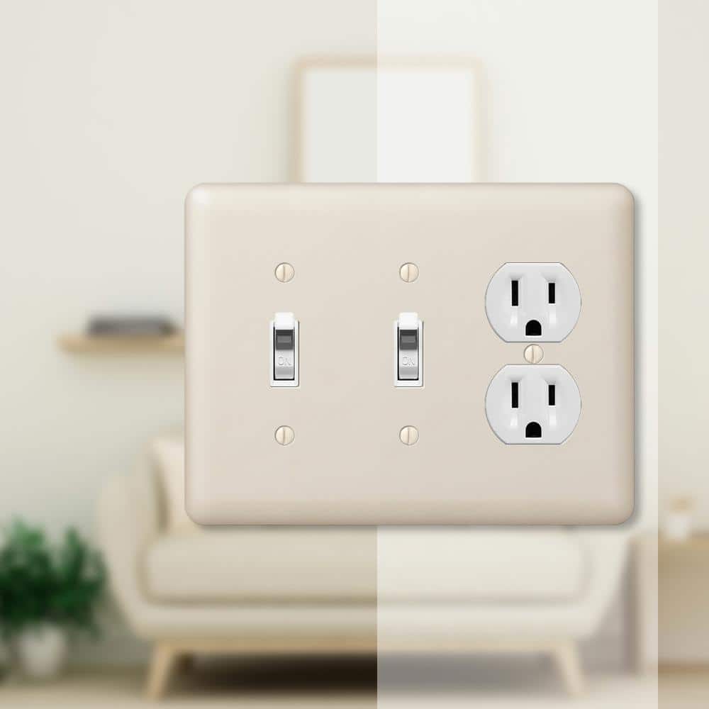 Devon Light Almond Metal 3-Gang Wall Plate