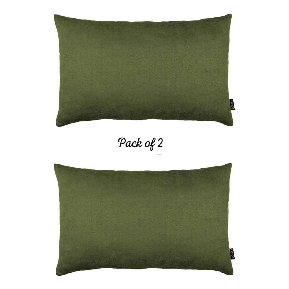Sage Green Polyester Lumbar Throw Pillow Set
