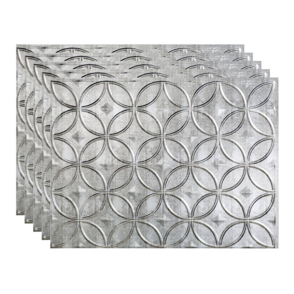 18.25 in. x 24.25 in. Rings Vinyl Backsplash Panel in Crosshatch Silver (5-Pack) price history on PriceWatchPro
