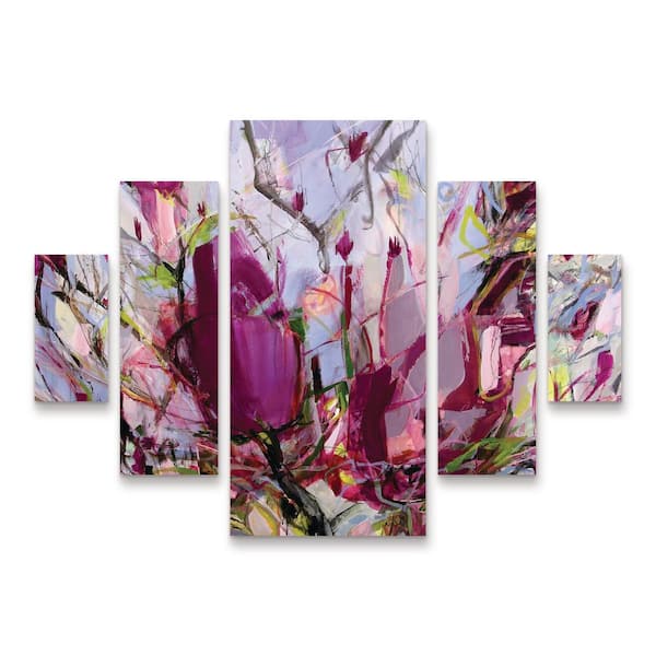 Trademark Fine Art Kati Bujna Magnolia Blossoms 5-Piece Panel Set Unframed Photography Wall Art 34 in. x 44 in.