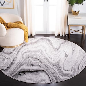 Amelia Gray/Gold 7 ft. x 7 ft. Round Abstract Gradient Area Rug