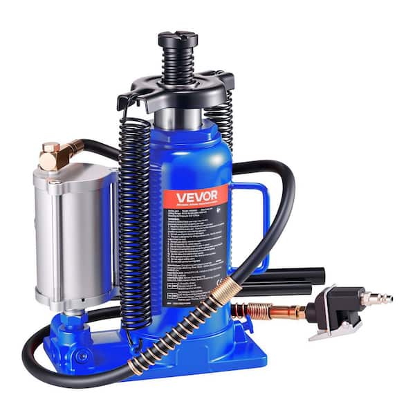 Air Hydraulic Bottle Jack, 20 T (44092lbs.) Capacity, 10.2-19.5 In. Lift, Pneumatic/Manual Heavy Duty Jack for Car, Blue
