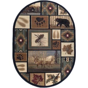 Nature Lodge Multi-Color 4 ft. x 6ft. Oval Indoor Area Rug