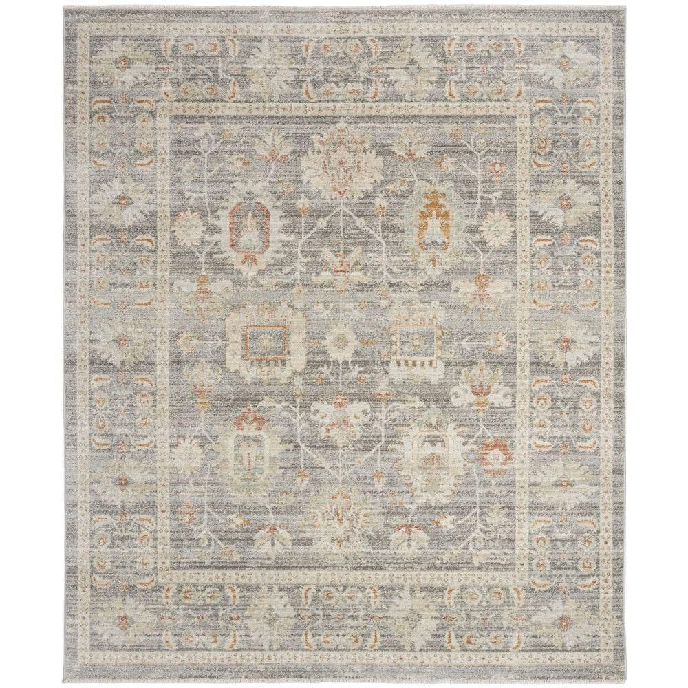 Gray 8' x 10' Vintage Synthetic Persian Area Rug