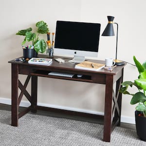 24 in. Rectangular Grey Wood Computer Desk with Keyboard Shelf