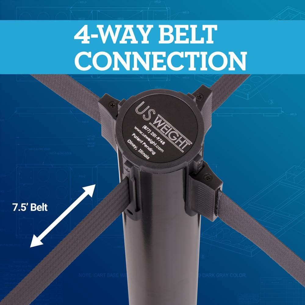 Black Heavy Duty Steel Stanchion with 7.5-Foot Retractable Belt