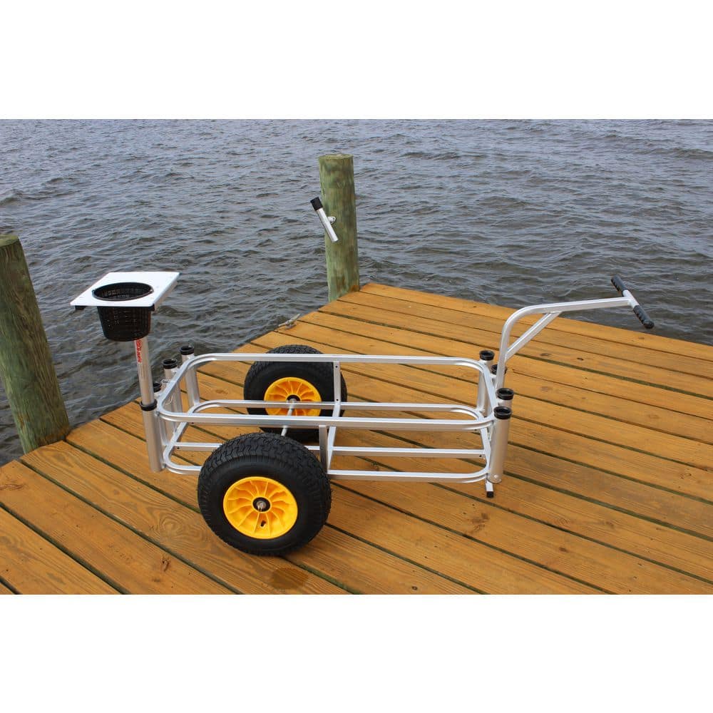 Silver Aluminum Utility Cart with Yellow Wheels
