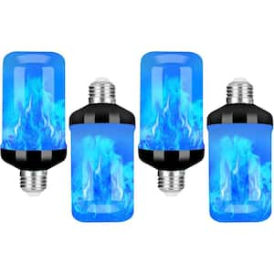 60-Watt F20 E26 Flame LED Light Bulb w/Upside Down Effect and 4 Modes Flicker in Blue for Holiday Decoration (4-Pack)