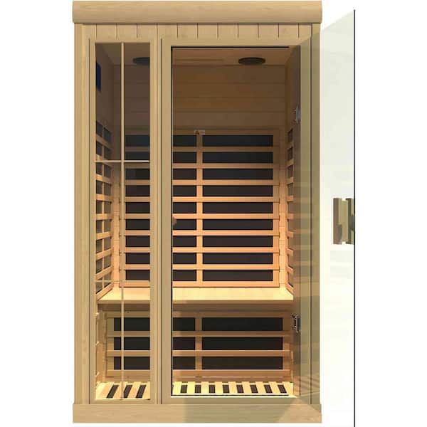 Spygo Moray 2-Person Indoor Hemlock Infrared Sauna with 7 Far-Infrared Carbon Crystal Heaters and Chromotherapy