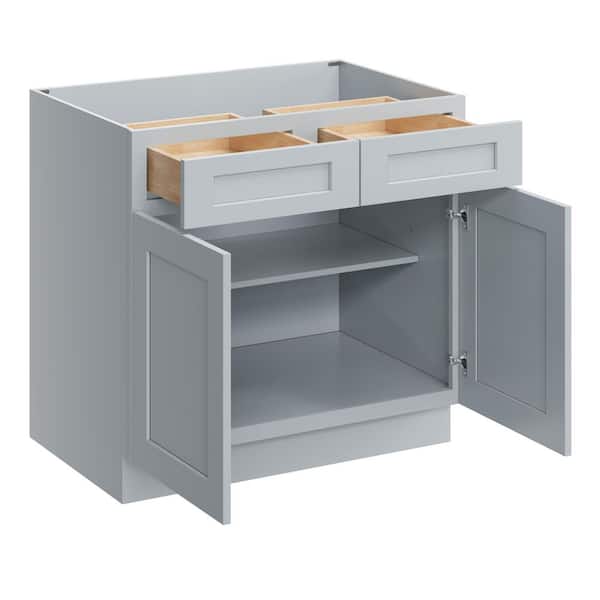 36 in. W x 24 in. D x 34.5 in. H Ready to Assemble Floor Base Kitchen Cabinet in Dove Grey