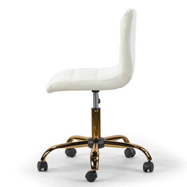 Glamour Home Aman Cream Upholstered Adjustable Height 19 25 In With Golden Frame Wheel Base Swivel Office Chair Ghtsc 1285 The Depot Glamour Home Aman Cream Upholstered, Office Chair Armrest Height Extender