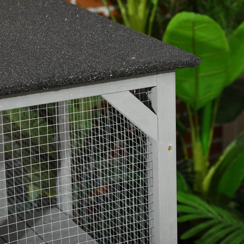 Gray Multi-Level Outdoor Cat House with Platforms and Hiding Areas