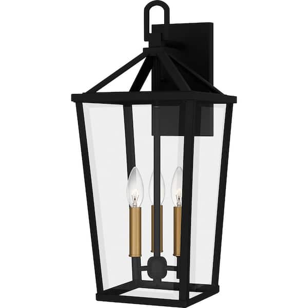 Quoizel Hull 22 in. Matte Black Hardwired Outdoor Wall Lantern Sconce