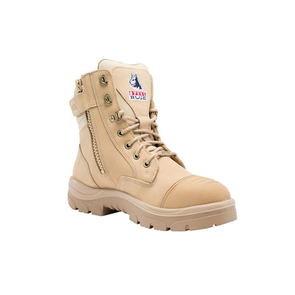 STEEL BLUE Men's Southern Cross Zip 6 inch Lace Up Work Boots - Steel Toe - Sand Size 9(W)