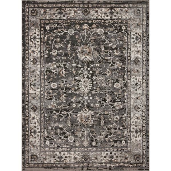 LOLOI II Estelle Charcoal/Grey 3 ft. 11 in. x 5 ft. 7 in. Oriental Area Rug