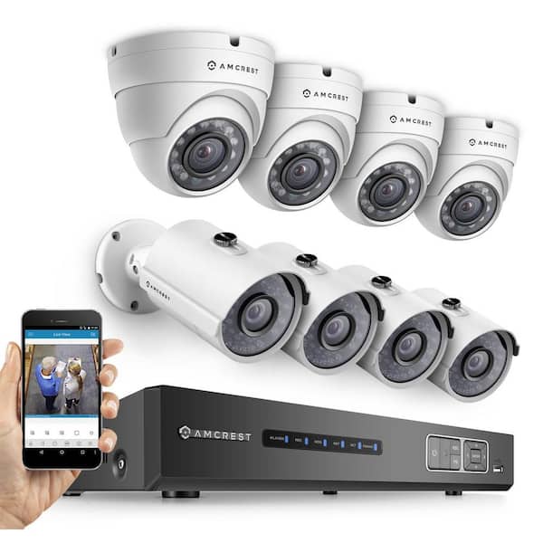 Amcrest 4-Channel ProHD 720 TVL 1.9TB Surveillance Systems Security System with Bullet and Dome Cameras with Smartphone Access