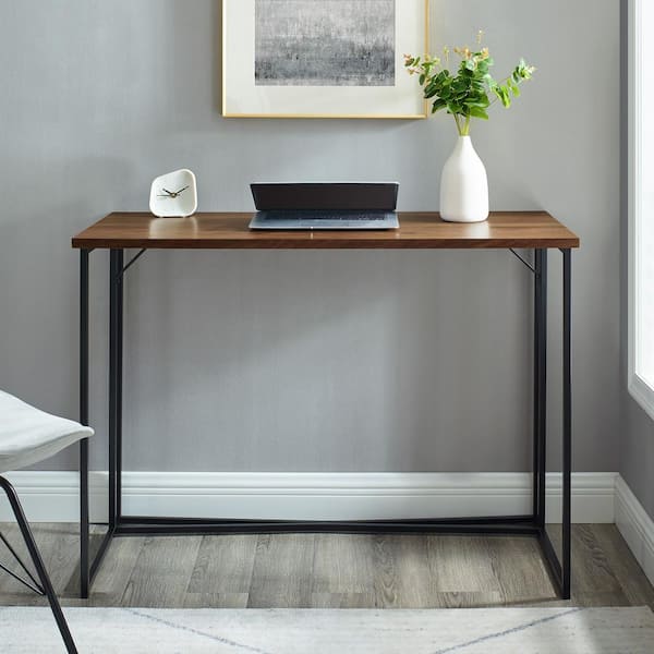 Walker Edison Furniture Company Rectangle 42 in. Dark Walnut Wood and Metal Modern Y-Leg Writing Desk