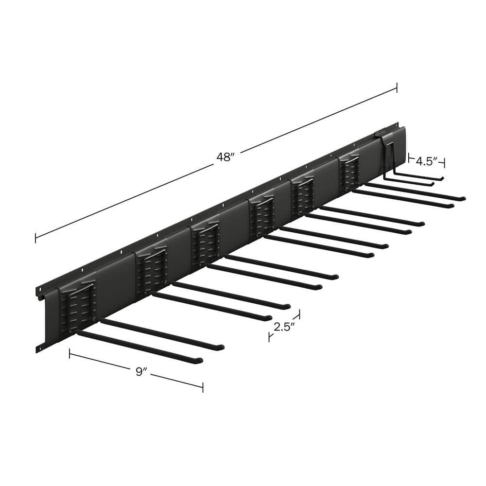 Heavy-Duty Black Steel Wall-Mounted Ski and Snowboard Rack