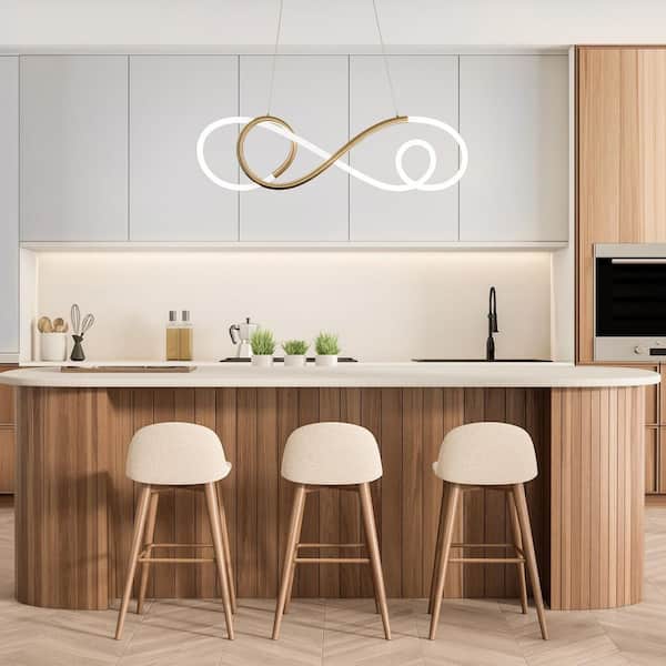 Solo 48 in. 1-Light Dimmable Integrated LED Black Chandelier