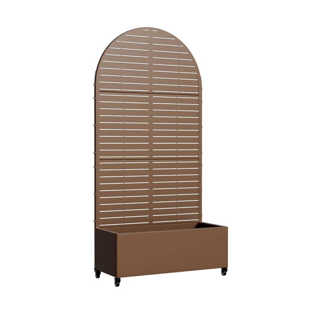 6 ft. H x 3 ft. W Metal Planter Box Privacy Screen Garden Bed with Trellis and Wheels-Brown price history on PriceWatchPro