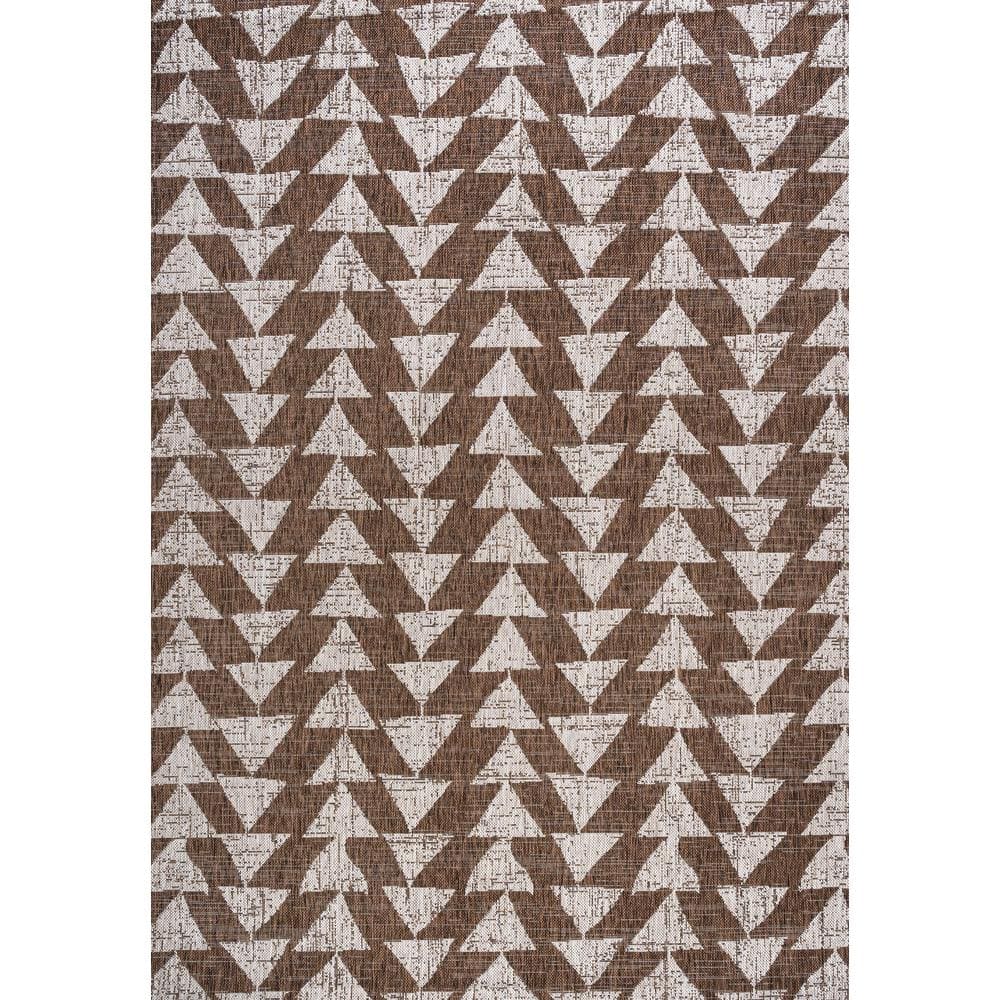 Moroccan-Inspired Mid-Century Modern Geometric Rug in Brown/Beige
