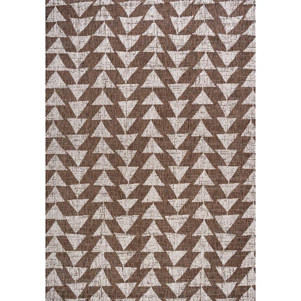 Andratx Modern Tribal Geometric Brown/Beige 5 ft. x 8 ft. Indoor/Outdoor Area Rug