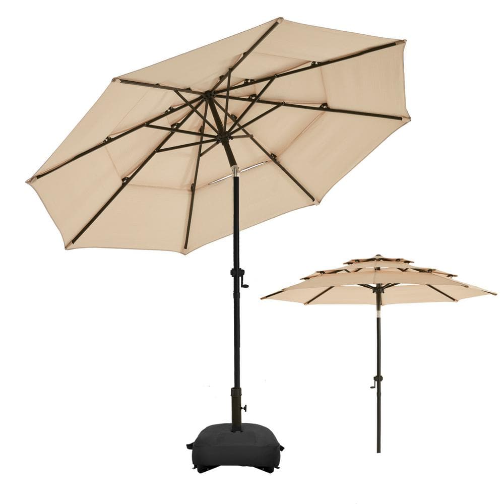 PASAMIC 9 ft. 3 Tiers Aluminum Outdoor Market Umbrella Patio Umbrella ...