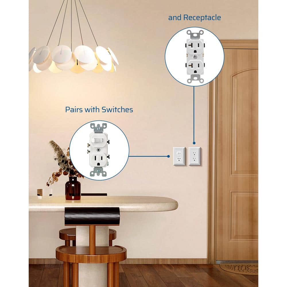 White Beaded Metal 1-Gang Duplex Outlet Cover Plate, 4-Pack