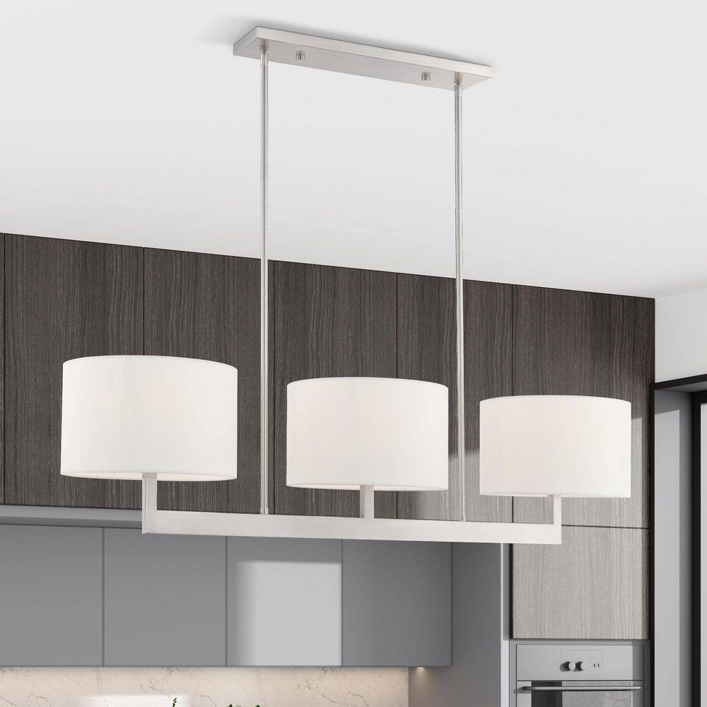 Hayworth Contemporary Brushed Nickel 3-Light Linear Chandelier