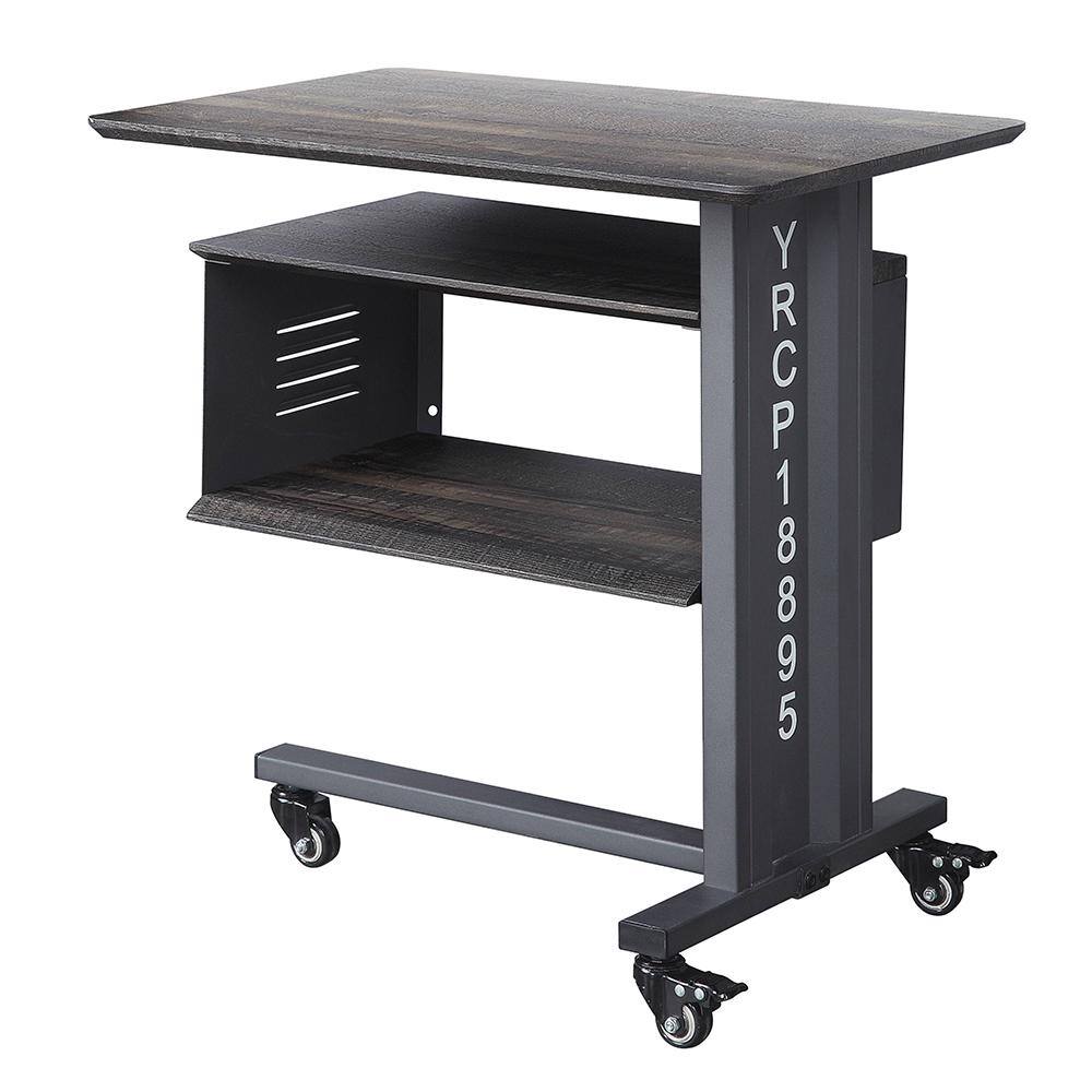 Acme Furniture Cargo 24 in. Gunmetal Rectangle Wood End Table with Wall