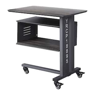 Cargo 24 in. Gunmetal Rectangle Wood End Table with Wall Shelf