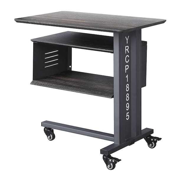 Acme Furniture Cargo 24 in. Gunmetal Rectangle Wood End Table with Wall Shelf