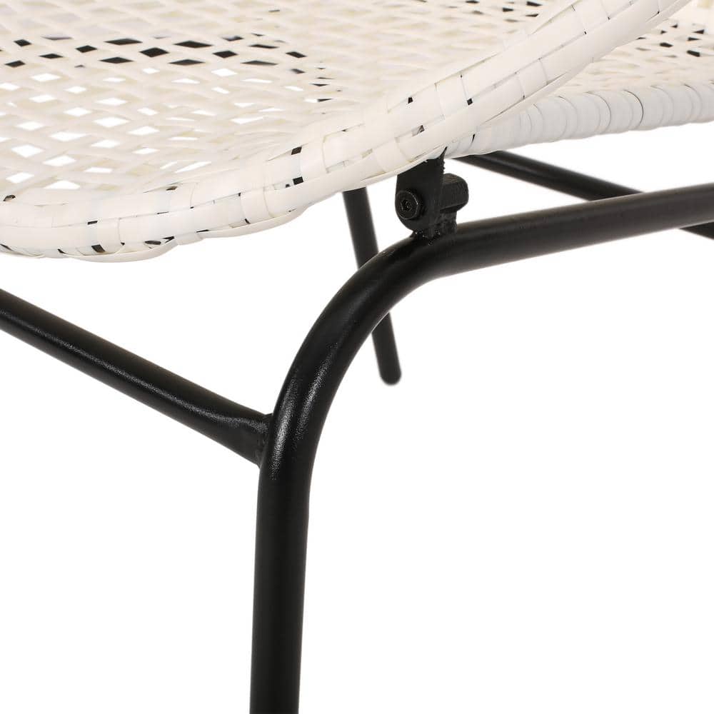 Modern Black and White Iron Framed Lounge Chair Set
