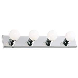 Contemporary 4-Light Indoor Vanity Light Dimmable for Bathroom Bedroom Vanity Makeup, Polished Chrome