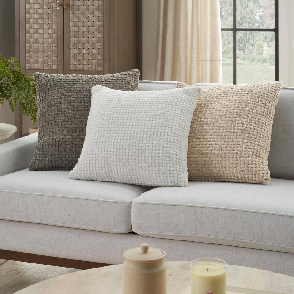 Mina Victory Woven Chenille 18" x 18" Gray Throw Pillow Set