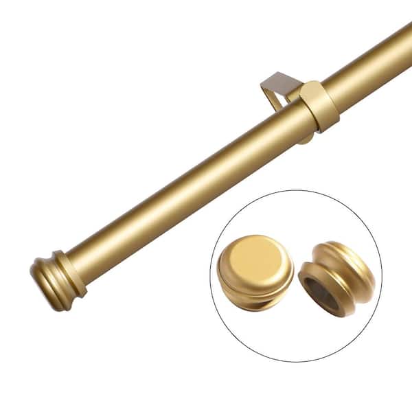 Brass 1 Double Curtain Rod and Small Round End Cap Finials Set 48-88