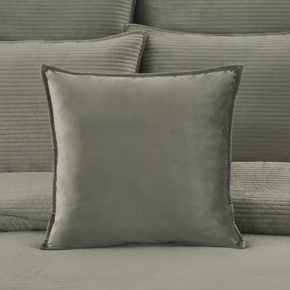 Charcoal 20" Polyester Box Throw Pillow with Trim