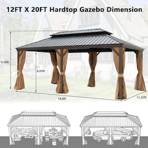 12 ft. x 20 ft. Outdoor Brown Gazebos with Netting and Curtains